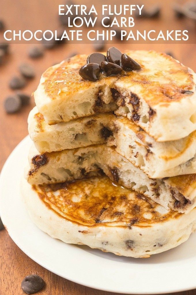 Healthy Thick and Fluffy Low Carb Pancakes with chocolate chips- Packed with protein but with NO protein powder- Low calorie too! {vegan, gluten free, paleo recipe}- thebigmansworld.com -   22 low carb pancakes
 ideas