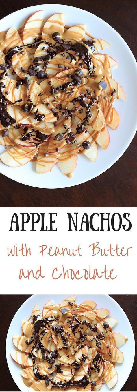 Apple nachos with peanut butter and chocolate -   23 apple recipes vegan
 ideas