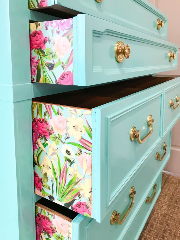 Quick and Easy Paper Application For Furniture. Step by Step Tutorial -   23 cute dresser decor
 ideas