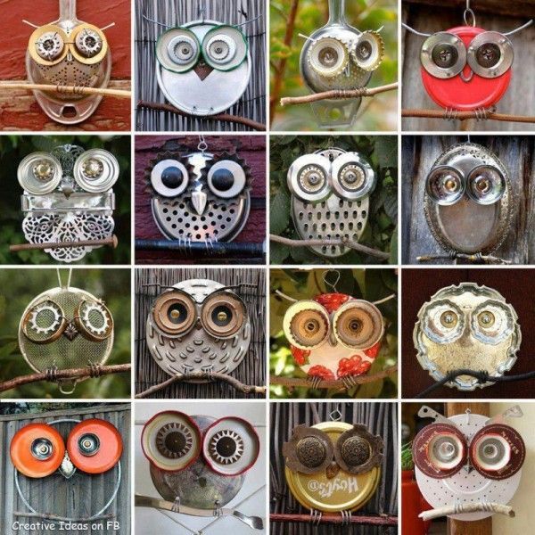 Recycled Owls -   23 owl crafts outdoor
 ideas