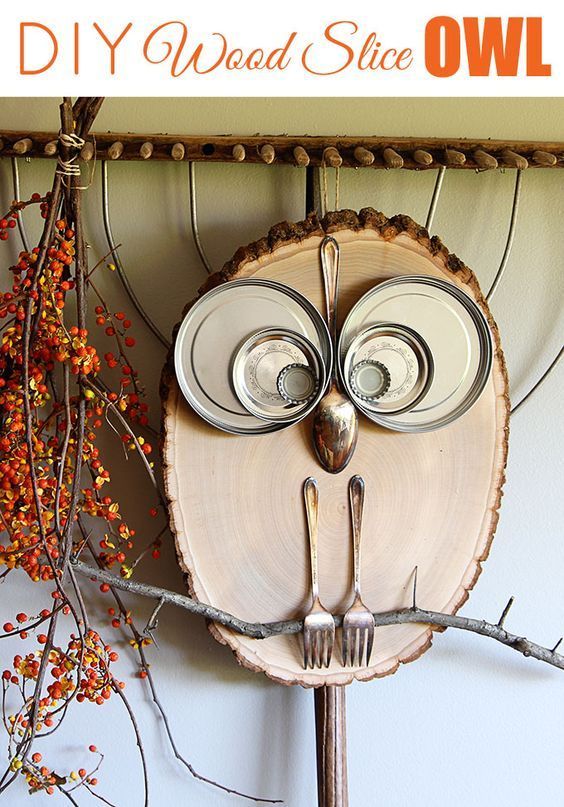 DIY Wood Slice Owl -   23 owl crafts outdoor
 ideas