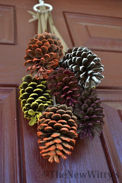20 Festive Fall Door Decorations That Aren't Wreaths -   23 pinecone crafts white
 ideas