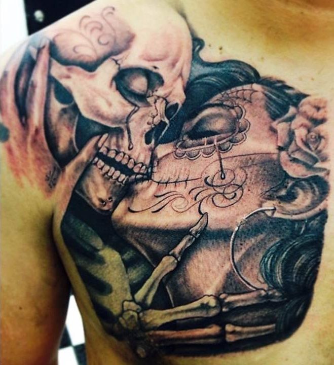 sugar skull til death do us part tattoo - Google Search -   23 skull tattoo ideas