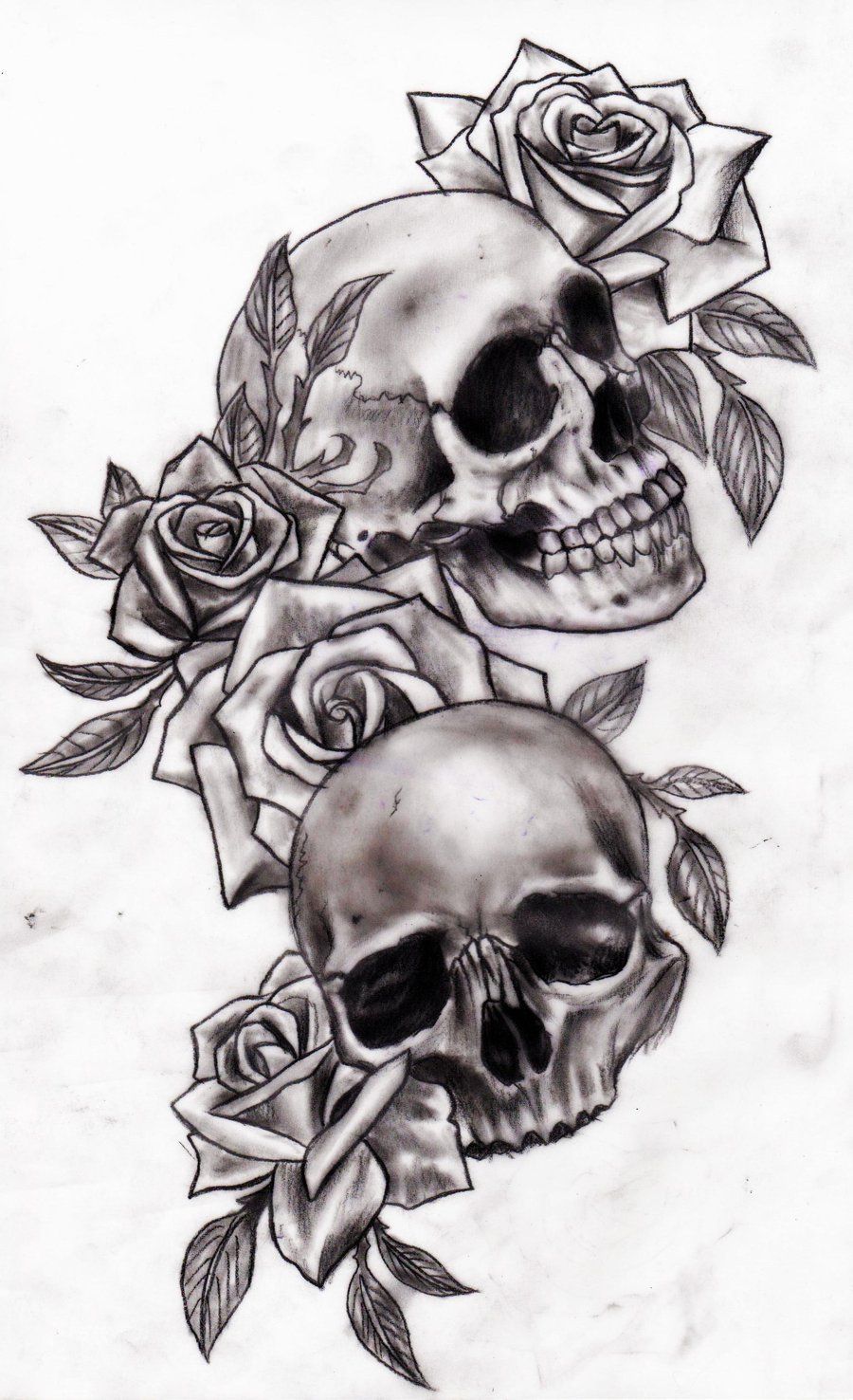Skull and roses by Slabzzz.deviantart.com on @deviantART -   23 skull tattoo ideas