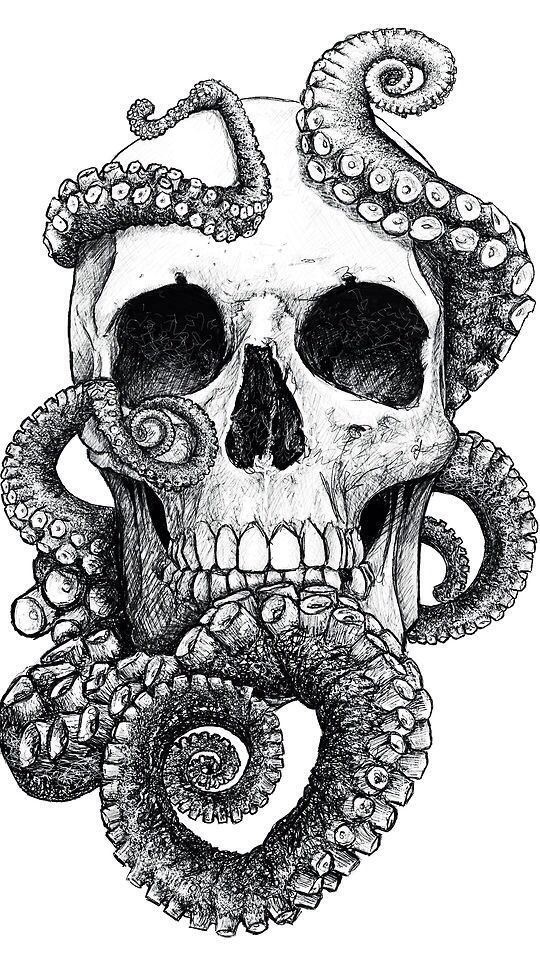 Skulls: #Skull with octopus tentacles. More -   23 skull tattoo ideas
