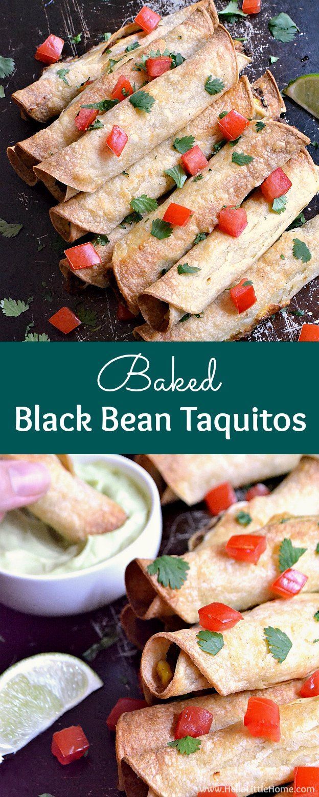 Baked Black Bean Taquitos with Avocado Cream -   23 vegetarian recipes appetizers
 ideas