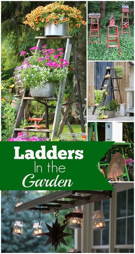 Wooden Ladders As Garden Art -   23 wooden garden decoration ideas