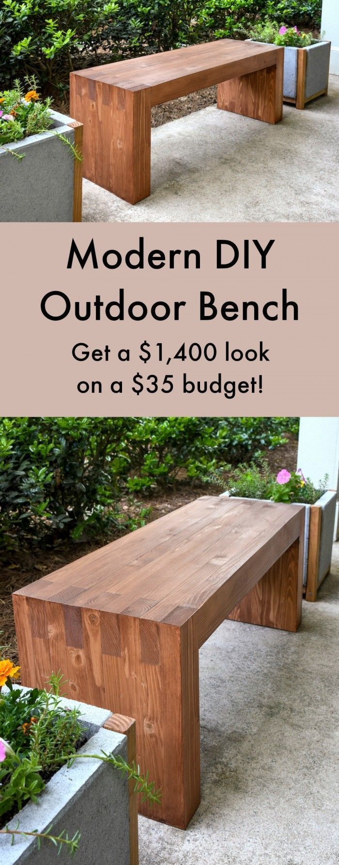Williams Sonoma Inspired DIY Outdoor Bench -   23 wooden garden decoration ideas