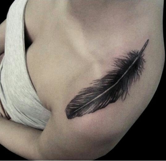 Feather tattoo -   24 black feather tattoo
 ideas