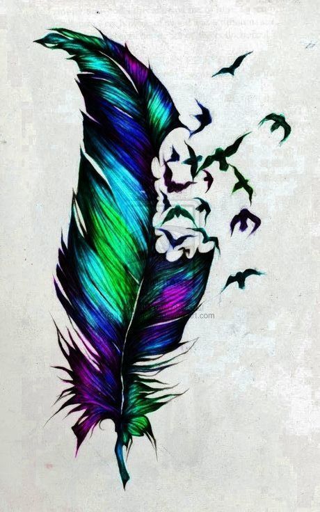 Not interested in the tattoo but those colors are absolutely gorgeous. -   24 black feather tattoo
 ideas