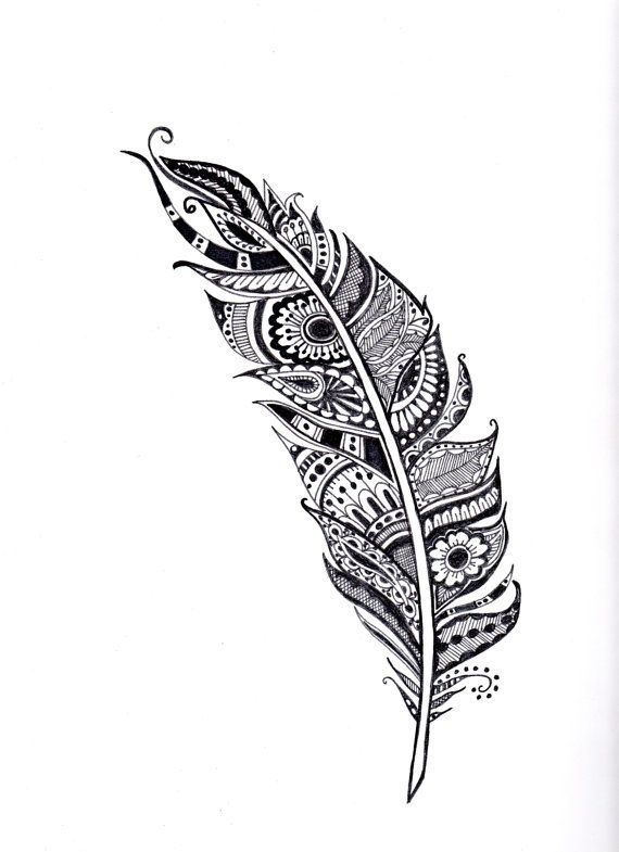 henna feather illustration feather art coloring page by SeaMySoul -   24 black feather tattoo
 ideas