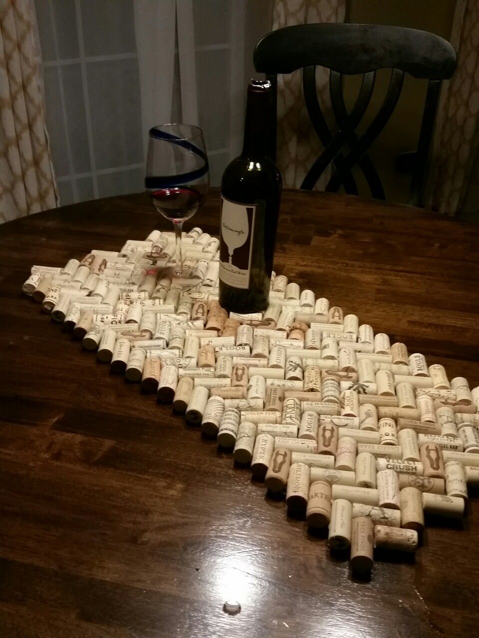 Wine cork table runner -   24 cork crafts table ideas