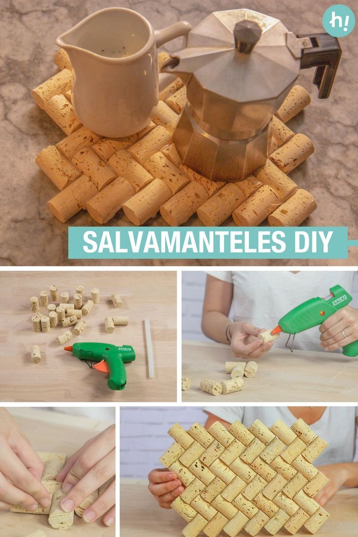 Salvamanteles con tapones de corcho -   24 cork crafts table ideas