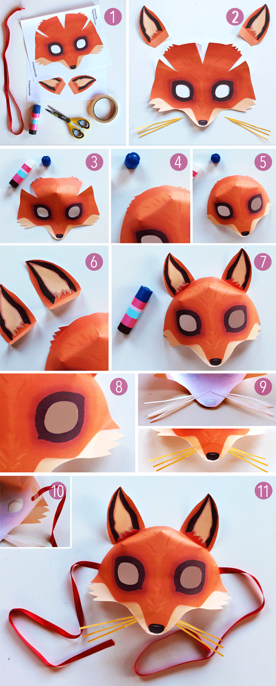Fun fox mask tutorial + template -   24 diy costume fox ideas