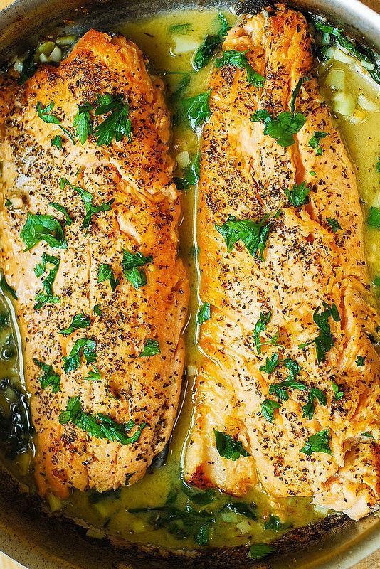 This trout with garlic lemon butter herb sauce looks like it'll melt in your mouth! And I bet you could substitute your favorite fish for the trout - such an easy, healthy, family-friendly recipe! -   24 fish recipes trout
 ideas