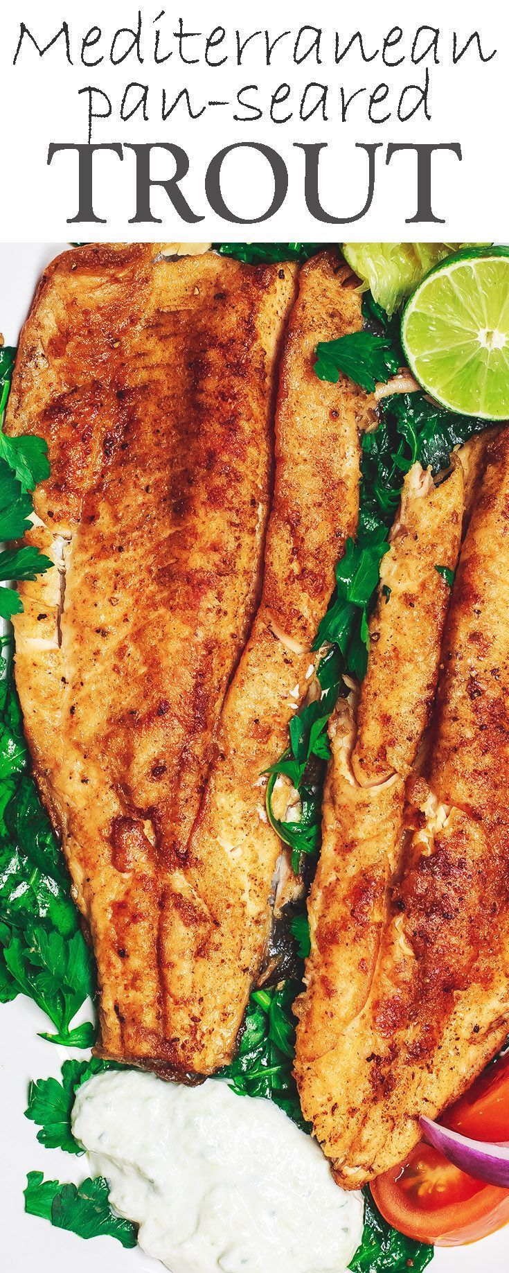 Mediterranean Pan Seared Trout Recipe with Tzatziki -   24 fish recipes trout
 ideas