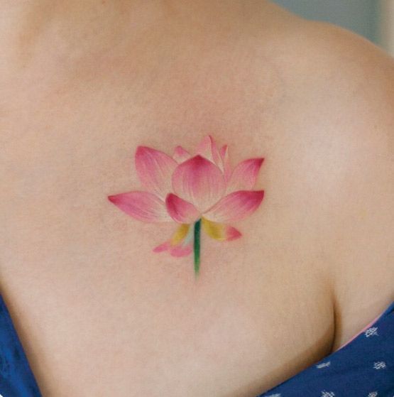 40+ Cute and Tiny Floral Tattoos for Women -   24 pink lotus tattoo
 ideas