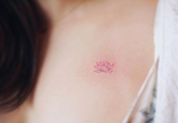 60 Tiny Tattoos You Can't Help But Love -   24 pink lotus tattoo
 ideas