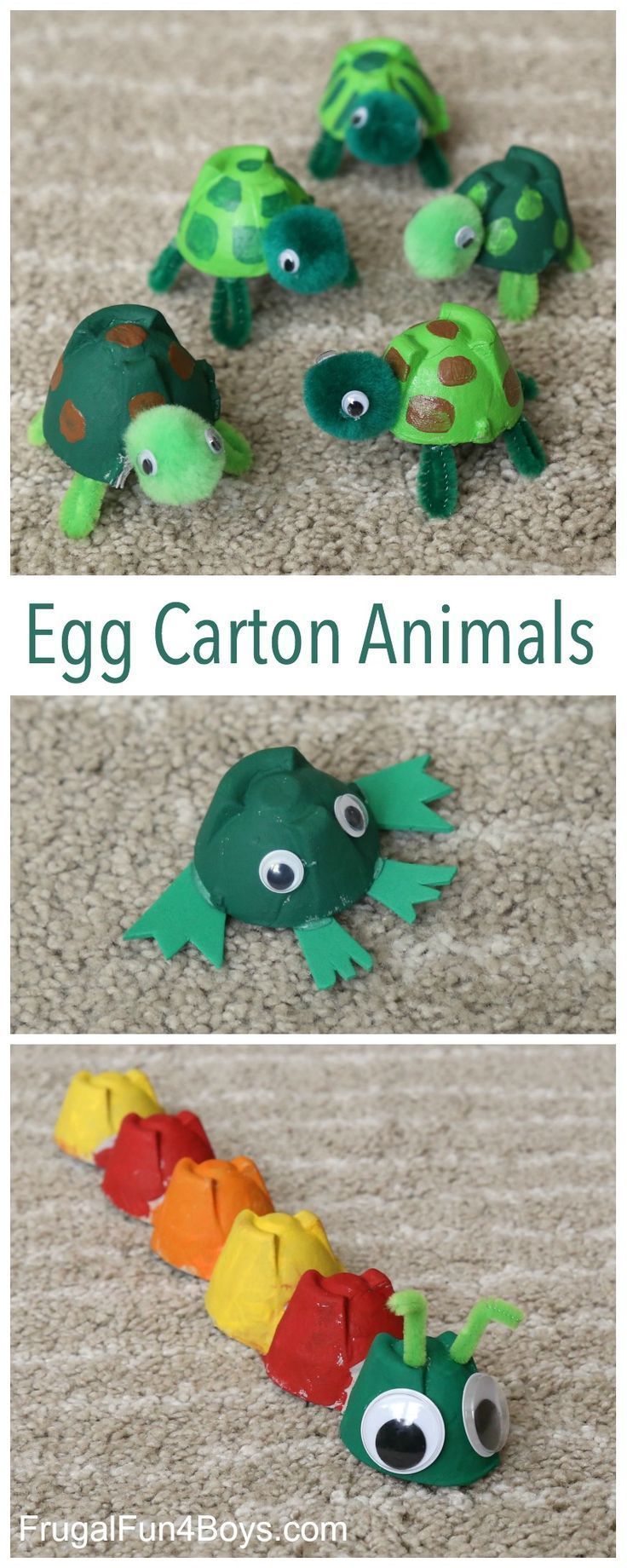 Adorable Egg Carton Turtle Craft (And a Caterpillar and Frog too!) -   24 toddler crafts for girls
 ideas