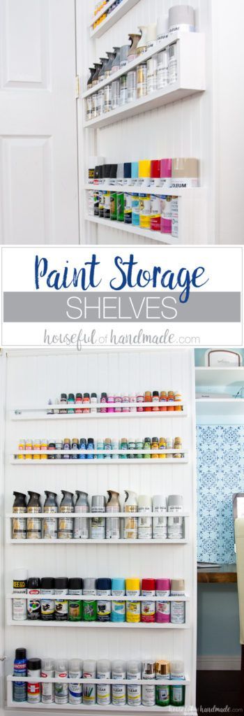 DIY Paint Storage Shelves - Office & Craft Room Makeover {Week 4 -   25 crafts storage closet
 ideas