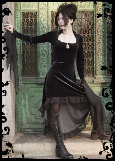 Circee Chiffon Velvet Gothic Couture Rosemortem dress -   25 dark romantic style
 ideas