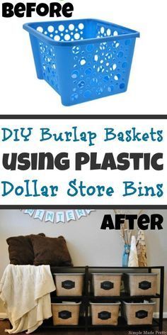 DIY Burlap Baskets using Plastic Dollar Store Bins (2018) -   25 dollar store summer decor
 ideas