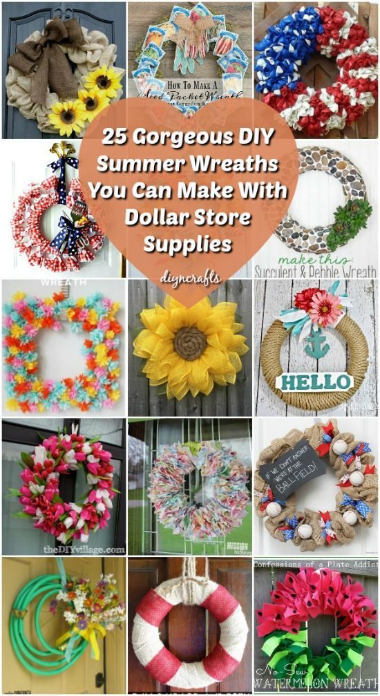 25 Gorgeous DIY Summer Wreaths You Can Make With Dollar Store Supplies -   25 dollar store summer decor
 ideas