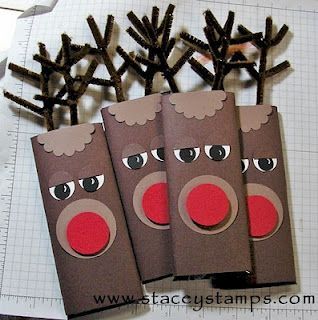 Reindeer candy bar wrappers- could also be used with toilet paper rolls -   25 edible christmas crafts
 ideas