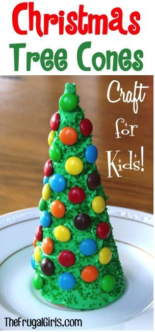 Christmas Tree Cone Craft for Kids!  These make such fun additions to your Gingerbread house or village, and the kids will love eating them up, too! | TheFrugalGirls.com -   25 edible christmas crafts
 ideas
