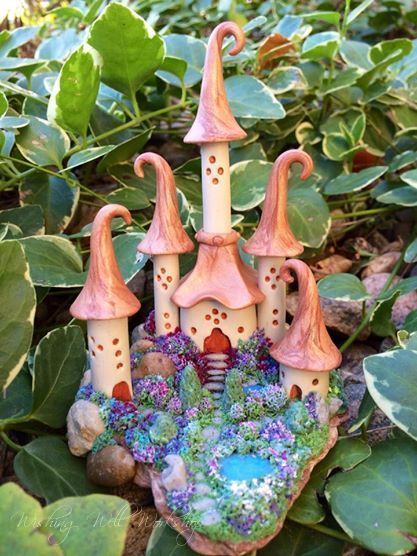 Polymer clay fairy castle -   25 fairy garden castle
 ideas