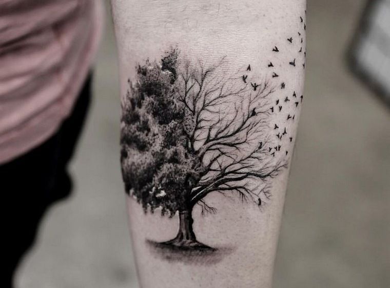 Tree tattoo: pine, laurel, oak, birch, olive tree … -   25 mens tattoo tree
 ideas