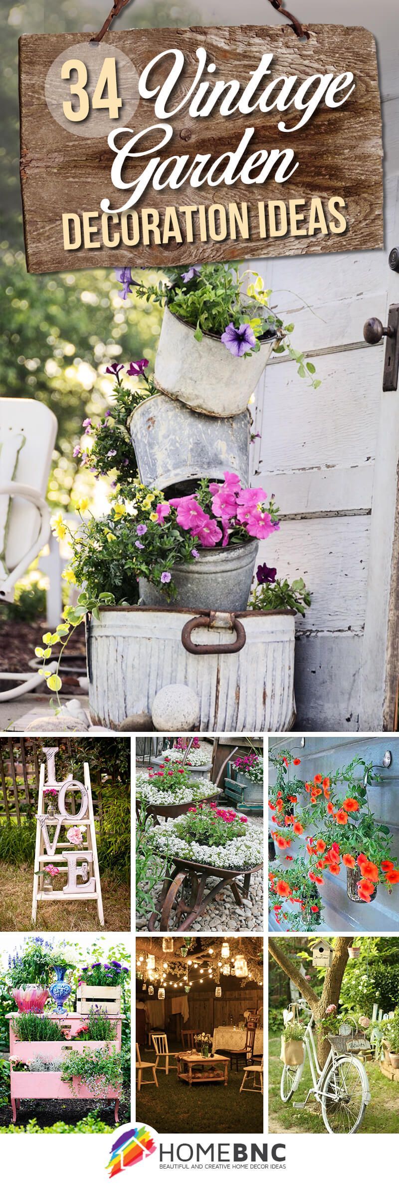34 Vintage Garden Decor Ideas to Give Your Outdoor Space Vintage Flair -   25 outdoor garden decoracion
 ideas