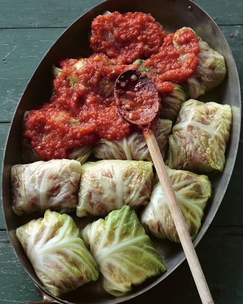 Stuffed Savoy Cabbage with Beef, Pork, and Rice in a Spicy Tomato Sauce -   25 savoy cabbage recipes ideas