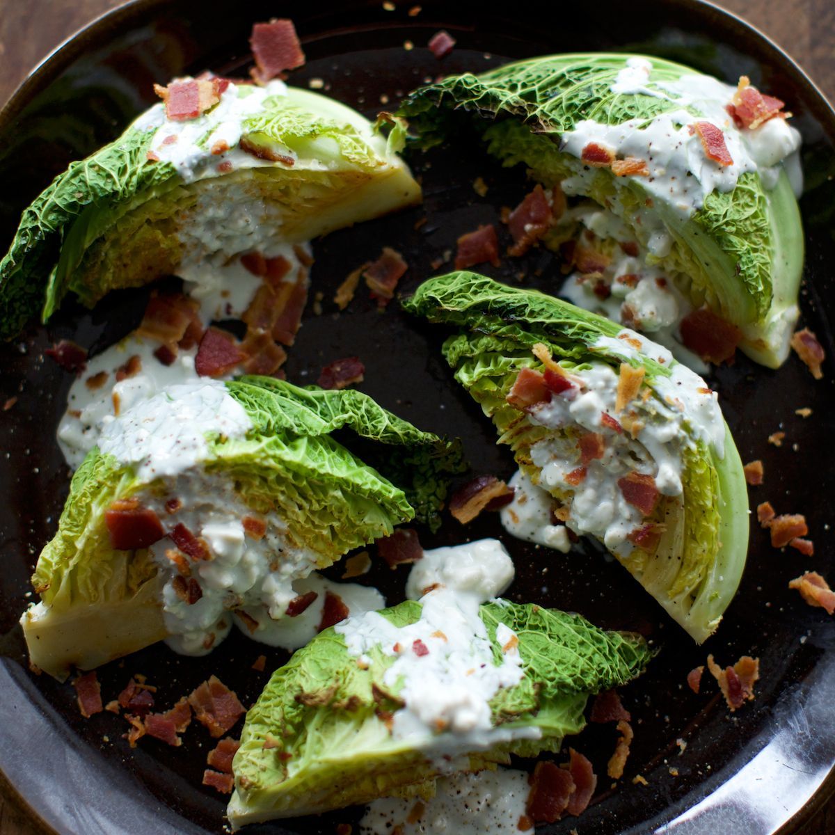 Roasted Cabbage Wedges with Bacon and Blue Cheese -   25 savoy cabbage recipes
 ideas