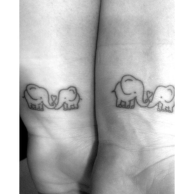 39 Mother-Daughter Tattoo Ideas to Show Mom How Much You Care -   17 matching tattoo elephant
 ideas