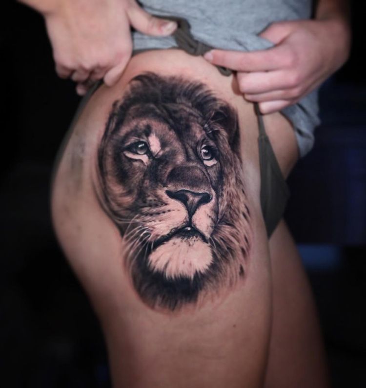 Realistic Lion Hip Tattoo -   19 realistic lion tattoo
 ideas