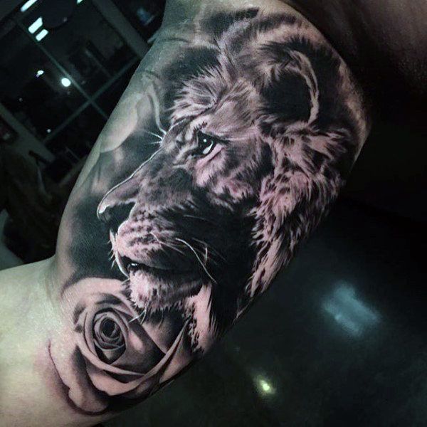 100 Inner Arm Tattoos For Men - Masculine Design Ideas -   19 realistic lion tattoo
 ideas