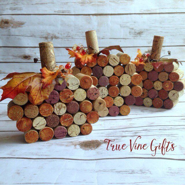 Set of Three Wine Cork Pumpkins -   19 wine bottle cork
 ideas