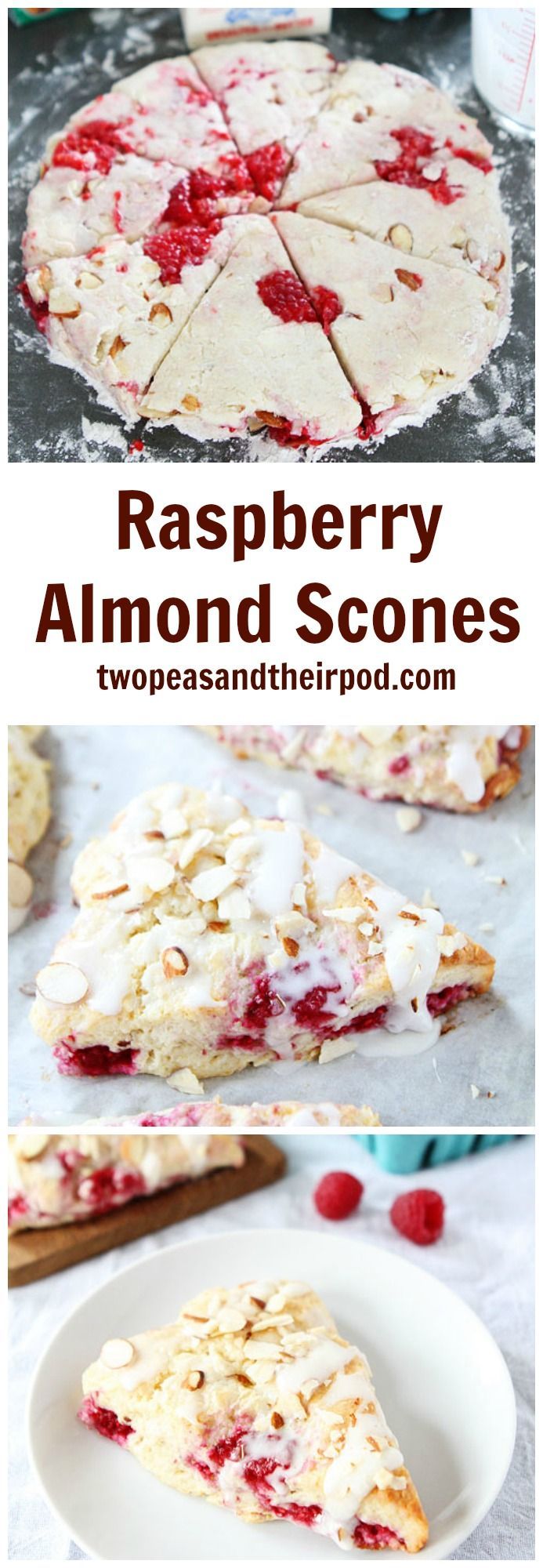 Raspberry Almond Scones Recipe on twopeasandtheirpod.com This is the BEST scone recipe! The scones are great for breakfast, brunch, or anytime! -   20 baking recipes scones
 ideas