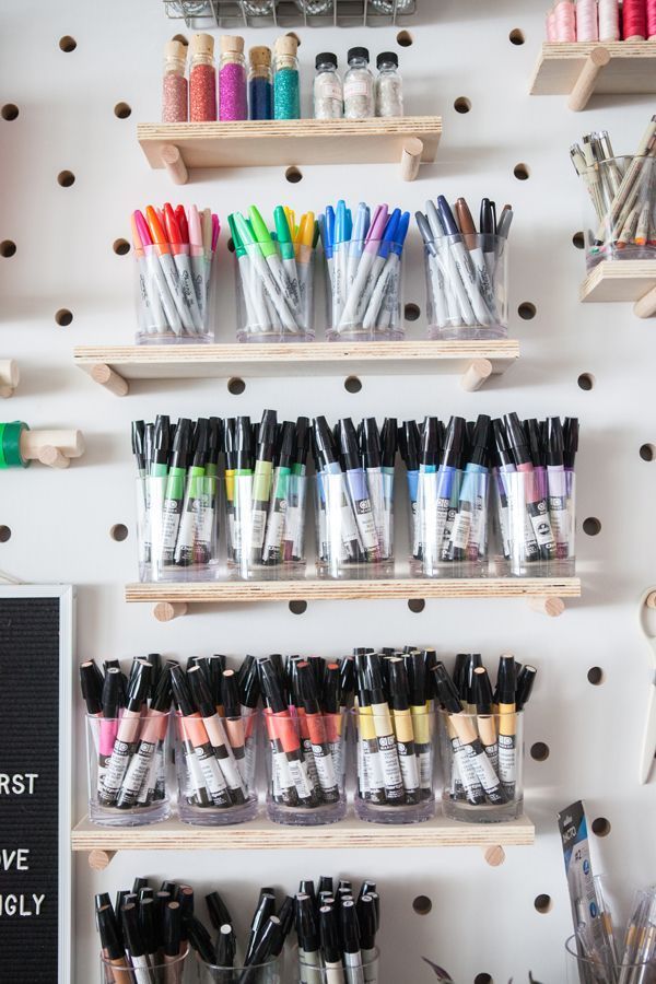 Oh Happy Day Studio Tour: Craft Area (Oh Happy Day!) -   20 sharpie crafts room decor
 ideas
