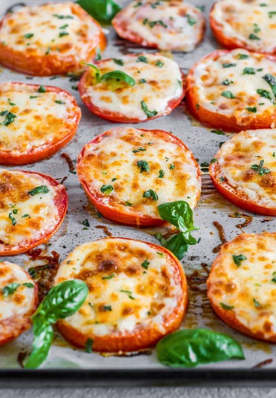 BAKED TOMATOES are a super quick and super easy side dish or appetizer for any occasion! These cheesy Baked Tomatoes with Mozzarella and Parmesan cheese are so simple yet incredibly delicious. They are always a hit when we make them and get eaten right away. These Baked Parmesan Tomatoes are just too tasty and fresh. -   20 vegetable recipes quick
 ideas