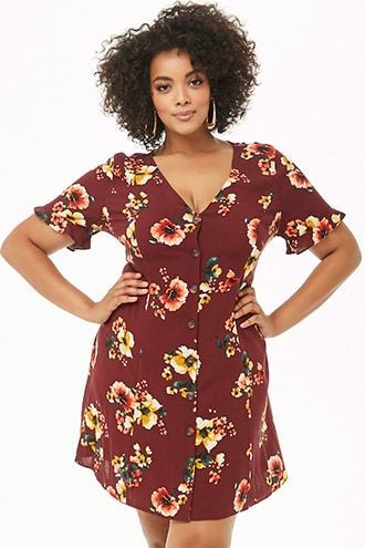 Plus Size Floral Fit & Flare Dress -   21 fitness outfits curves
 ideas