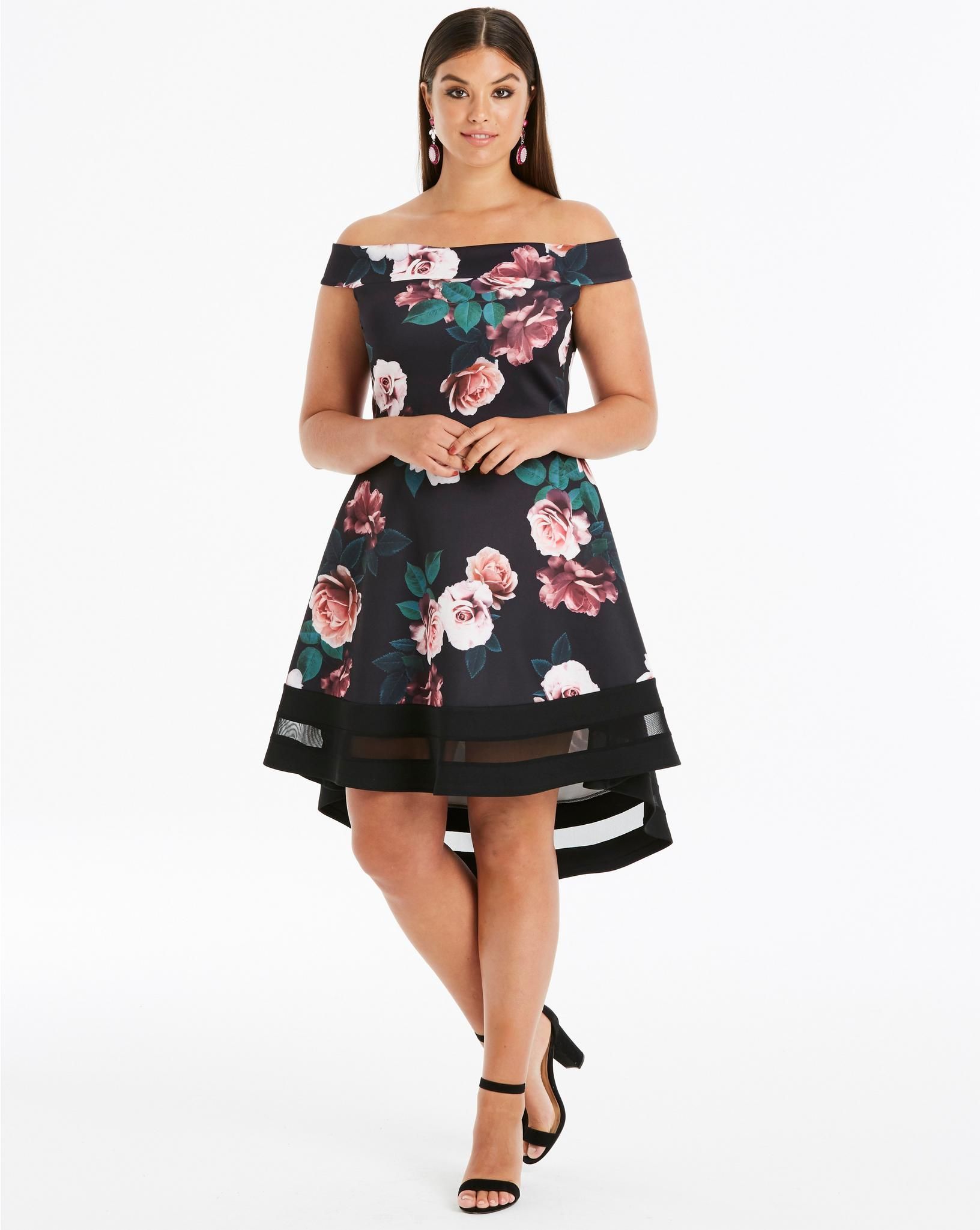 Quiz Curve Floral Print Fit & Flare Dress -   21 fitness outfits curves
 ideas