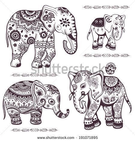 Stylized Fantasy Patterned Elephant. Hand Drawn Vector Illustration With Floral Elements. Original Hand Drawn Elephant. - 147547247 : Shutterstock -   21 henna elephant tattoo
 ideas