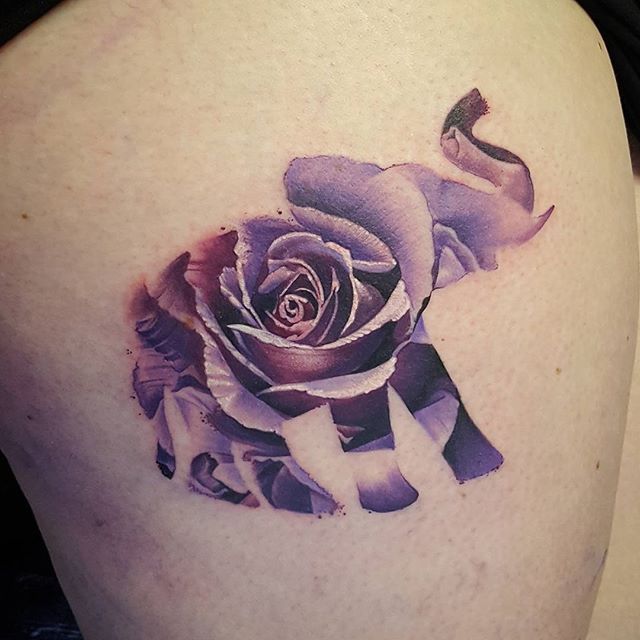 Heres the first tattoo from my guest spot @verestreettattoos with @joescustomtattoo. Super cool rose within an elephant -   21 henna elephant tattoo
 ideas
