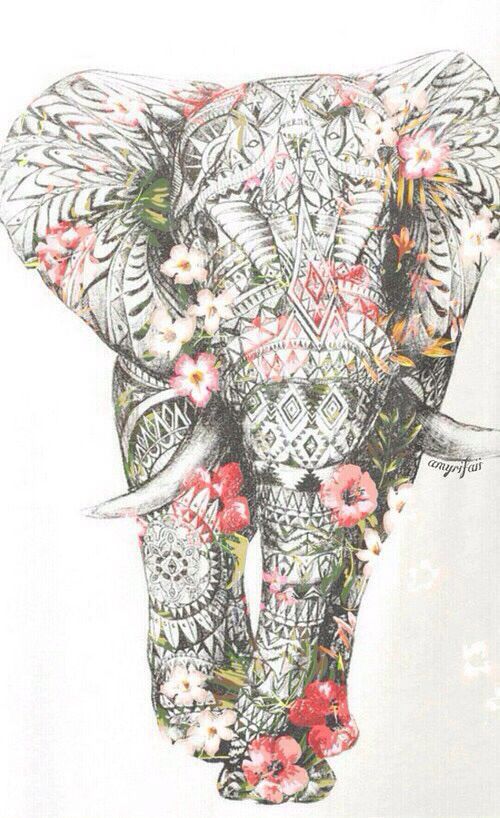 Elephant with flowers -   21 henna elephant tattoo
 ideas