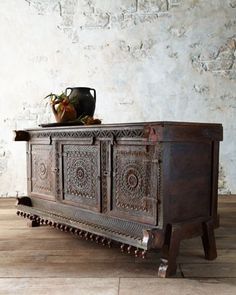 Indian Antique Damachiya -  If you can't swing a large, antique architectural element, furniture can add the same richness and texture. A piece like this could easily be the inspiration for an entire room. -   22 antique decor indian
 ideas