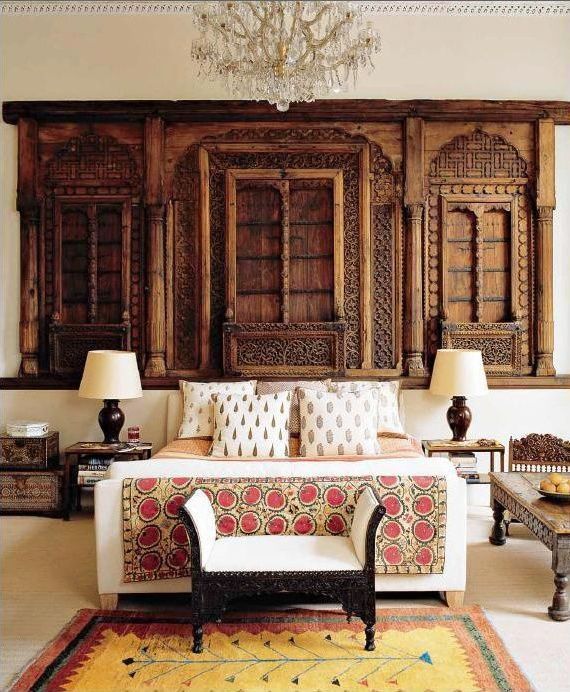 Antique Indian Old Door facade built into a dramatic and interesting back drop for a modern day interior !  Stunning ! -   22 antique decor indian
 ideas