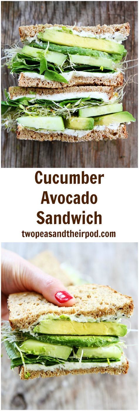 Cucumber Avocado Sandwich Recipe on twopeasandtheirpod.com This is the BEST sandwich and it is so easy to make! It is great for lunch or dinner! -   22 avocado recipes bacon
 ideas