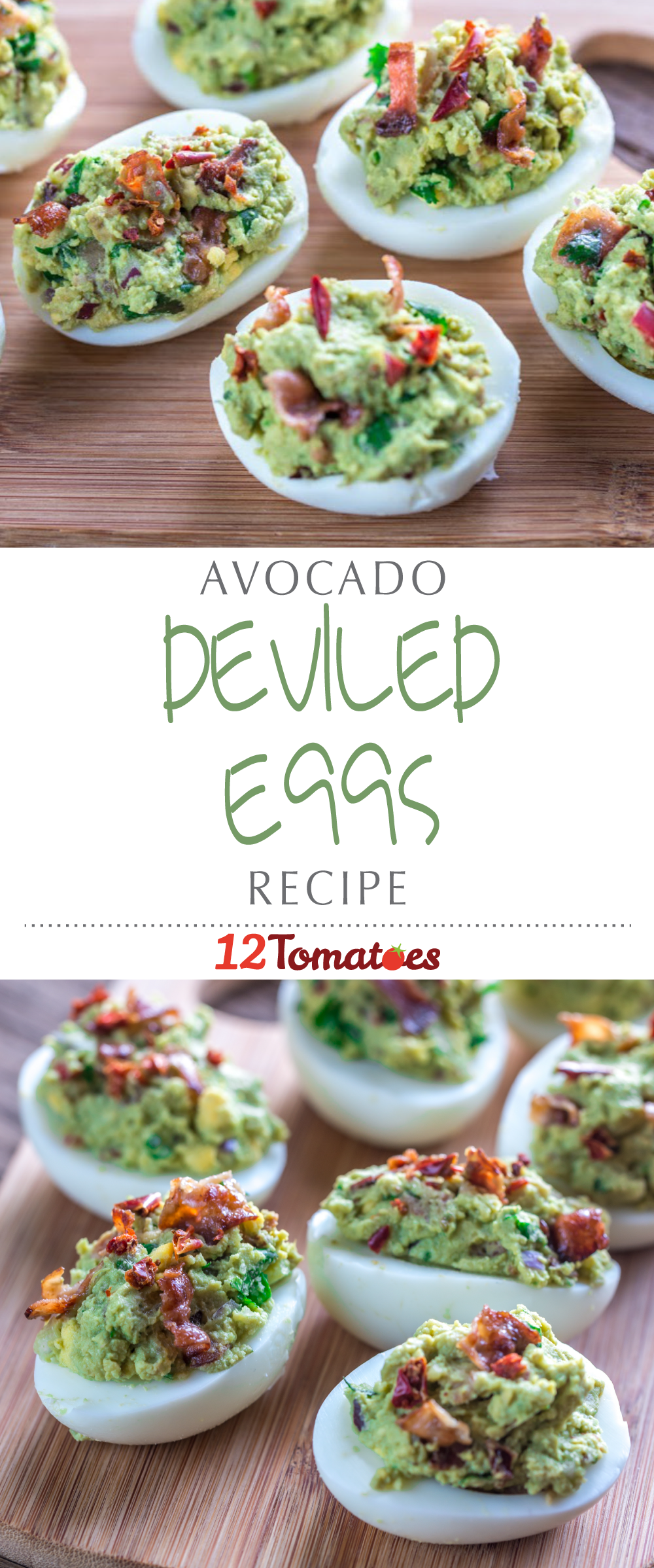 Avocado Deviled Eggs | We love the traditional version, but the rich saltiness of the bacon, creaminess of the avocado and spiciness of the jalape?o peppers combine to create a dish that's even better than the original! -   22 avocado recipes bacon
 ideas